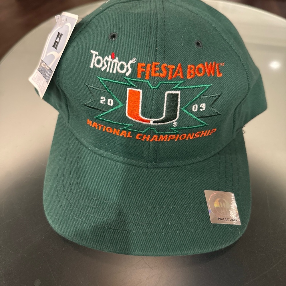 Miami Hurricanes Vintage 2003 Tostitos Fiesta Bowl Adjustable Hat Cap Green